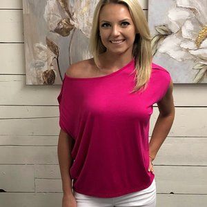 Short Drop Sleeve Top - Magenta